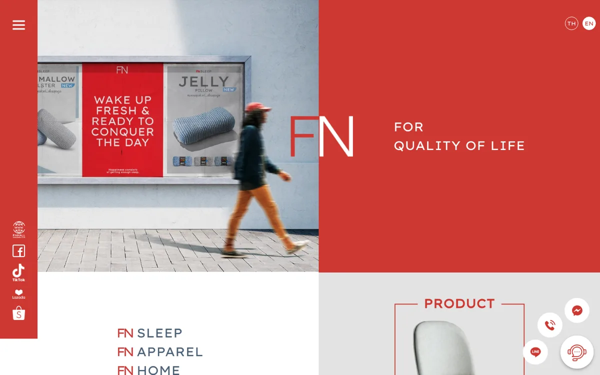 หน้าแรกเว็บไซต์ FN Outlet แสดงแบนเนอร์สินค้าและเมนูหมวดสินค้า
